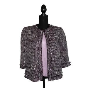 Alfred Dunner Purple Tweed Jacket with Purple Blouse, Sizes 12p, Sp, Pre-owned